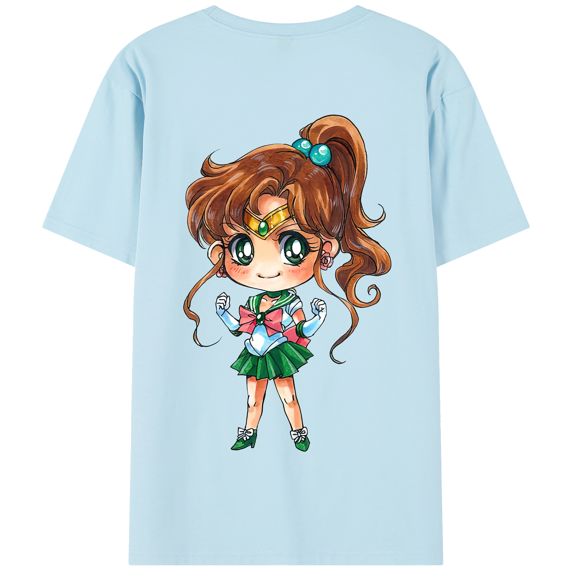 （画像用） 美少女戦士セーラームーン 木野 まこと きの まこと Sailor Moon Kino Makoto （セーラージュピター；Sailor Jupiter） 綿100％半袖Tシャツ（背面プリント）